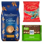 Кофе в зернах конфеты и шоколад